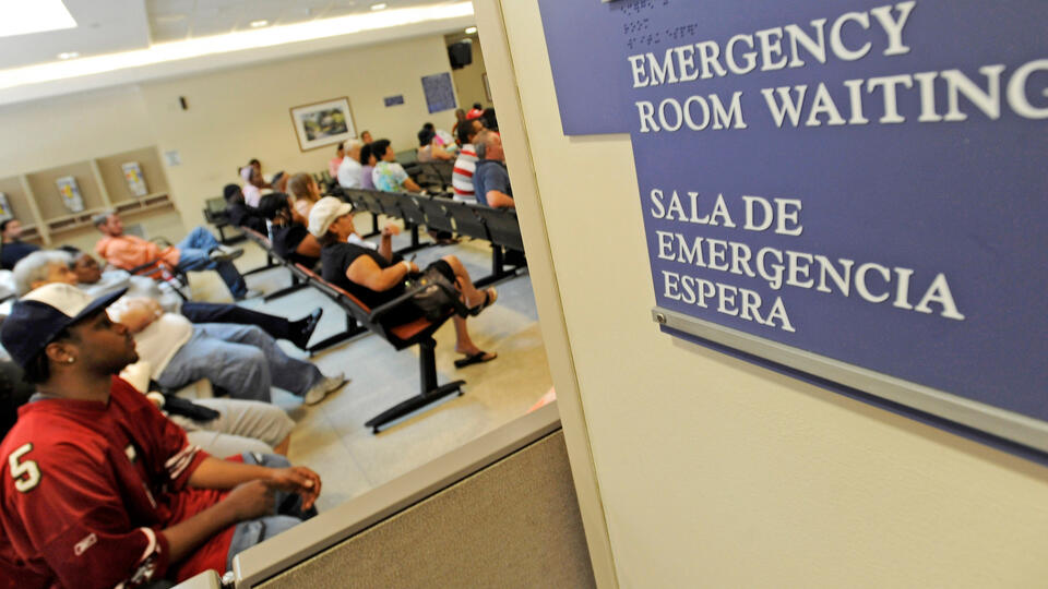 Patients waiting in an emergency department waiting room